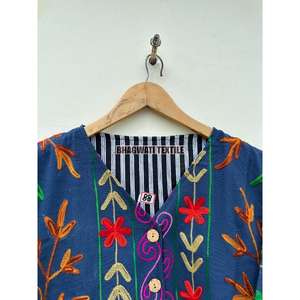 Veste d'hiver pour femmes Boho coton de haute qualité Suzani vêtements d'extérieur broderie décoration dernière Collection manteau à bord brut tissé - Product Image 6