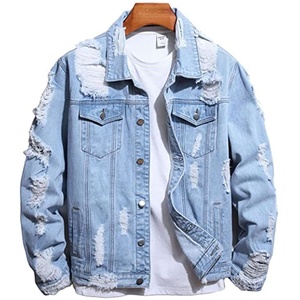 Chaqueta Vaquera Informal de Manga Larga con Botones para Hombre, Chaqueta de Mezclilla Estilo Motero - Product Image 1