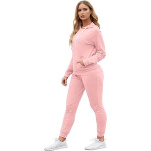 Nuevo diseño 2025 invierno mujer chándales conjunto de 2 piezas sudaderas con capucha pantalones jerseys largos Casual cálido traje de mujer OEM chándal de mujer - Product Image 3