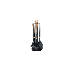 Ensemble d'ustensiles de cuisine en silicone importé 7 pièces, manche en silicone noir doré, sans BPA, résistant à la chaleur, pour la cuisson, compatible lave-vaisselle - Product Image 3