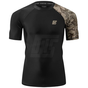 Men Fitness Wear Rash Guard Short Sleeve Compression Shirt Ideal <b>For</b> <b>Running</b> Boxing MMA BJJ And Fitness Sports - Product Image 2