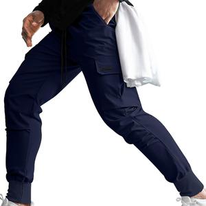 <b>Men's</b> <b>Navy</b> Blue Cargo Sweatpants Elastic Waist Drawstring Multiple Pockets Quick Dry Casual <b>Joggers</b> Autumn Wear - Product Image 4