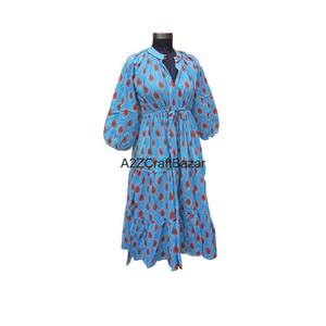 Nouvelle Robe Midi Décontractée Ample Style Vintage pour Femmes et Filles, 100% Coton, Col en V, Imprimé Floral Numérique Façonné à la Main, Respirante, Usage Quotidien - Product Image 5