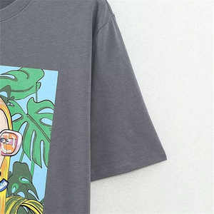Camiseta de manga corta informal de moda para mujer Hermosa Vintage Mismo estilo Logotipo digital de punto suelto puro - Product Image 3