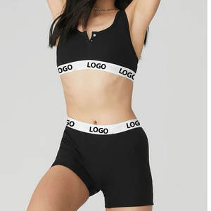 Ensemble de yoga décontracté pour femmes, coupe ajustée, 2 pièces, motif uni, haut et short, vêtements de sport d'hiver, fermeture à cordon, respirant, coton/polyester - Product Image 4