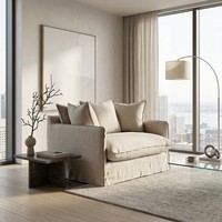 Moderner 1-Sitzer Sofabezug Leinen-Baumwoll-Stoff Sessel Wohnzimmer Loungesessel
