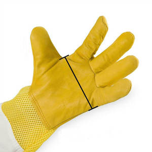 Guantes de apicultor de cuero de cabra con lona, tamaño XL, manga larga, forro de algodón, guante protector de trabajo de piel de oveja y abeja - Product Image 3