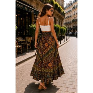 Jupe portefeuille en coton 100% Jaipuri à imprimé Neptol, taille jusqu'à XXL, avec taille naturelle (CWS0007) - Product Image 2
