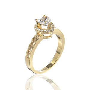 Anillo de Diamante Moissanita Completo con Corazón Pequeño, de Uso Diario, para Mujer, Oro Sintético (Cultivado en Laboratorio), Vietnam, 6.6 mm - Product Image 1