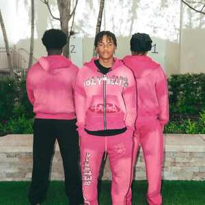 Ensemble survêtement personnalisé avec fermeture éclair, lavage à l'acide, appliqué, broderie, sweat-shirt délavé, jogging, pantalon de survêtement évasé et sweat-shirt - Product Image 1