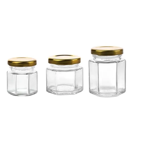 La mayoría del tarro de vidrio hexagonal de diseñador Entrega rápida Contenedor de dulces de té de alimentos secos 200ml 6oz 8oz 300ml 500ml Tarro - Product Image 2