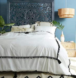 Ensemble de literie en pur coton de 3 housses de couette avec deux taies d'oreiller motif solide pour la maison ou le mariage - Product Image 1