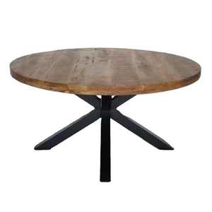 Modern European <b>Dining</b> Room Set with Solid Wood round <b>Table</b> and Cross <b>Metal</b> <b>Legs</b> for Hall Living Room or <b>Dining</b> Room Use - Product Image 1