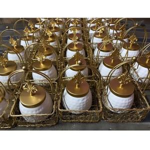 Nouveau pot de fruits secs blanc en métal décoratif avec couvercle et plateau à bouton papillon pour les pots de noix de décor de table Festival Diwali - Product Image 6