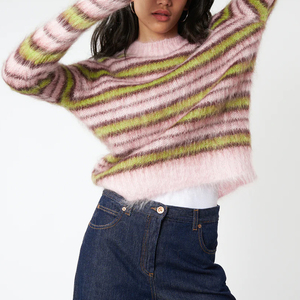 Suéter de Mohair para mujer, calidad superior, transpirable, antiarrugas, logotipo personalizado de la mejor calidad, tendencia, suéter de Mohair de cuello redondo para invierno - Product Image 5