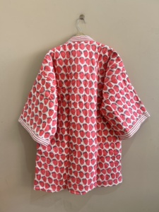 Robe kimono matelassée en coton imprimé fruits, faite à la main, longue veste pour femme - Product Image 4