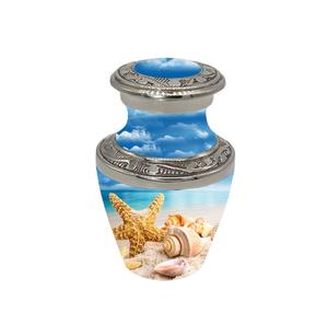 Diseño grabado Aluminio Star Fish y Seashore Tema Recuerdo Cremación Urna para cenizas humanas Recuerdo Urnas - Product Image 1