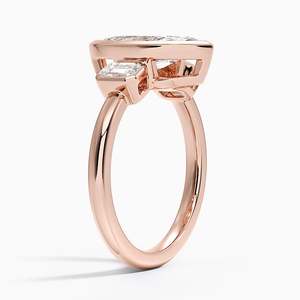 Bague de fiançailles trois pierres en diamant de laboratoire taille marquise, or 14K 18K, pierres latérales émeraude, pour femme, bijoux certifiés IGI - Product Image 5