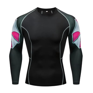 Index Apparel Men's Long Sleeve O-Neck Quick Dry Slim Fit Sporty T-<b>Shirt</b> Knitted Polyester With <b>Geometric</b> Pattern - Product Image 4