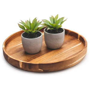 Bandeja de cocina de madera de la mejor calidad, bandejas circulares de madera natural fabricadas en Vietnam para exportación al por mayor - Product Image 1