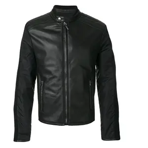 Jaket kulit Suede pria ukuran berat, jaket kulit sintetis untuk pria, jaket jalanan kustom warna hitam