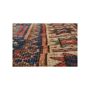 Alfombra Kiaan Azul de Lana Anudada a Mano con Patrón Geométrico, Rectangular, para Pasillo o Sala de Estar, 9x12 Pulgadas - Paem-1436 - Product Image 3