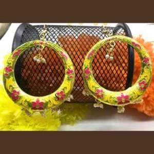 Boucles d'oreilles Jhumkaas de Chandi Bali multicolores Boucles d'oreilles Chand de travail en émail Bijoux pour femmes et filles pour mariage - Product Image 5