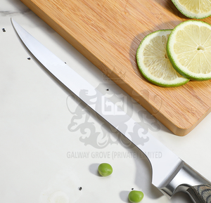 German Stainless Steel Kitchen <b>Knife</b> Pakka Wood <b>Handle</b> Carbon Steel Blade Lightweight Ambidextrous Dishwasher Safe for Curved - Product Image 2