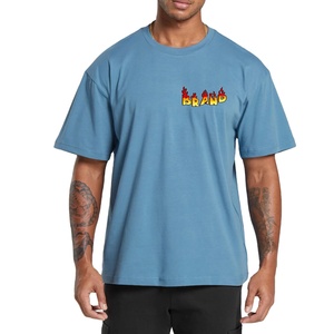 T-shirt Homme Streetwear Oversize Uni Coupe Courte en Coton Épais Épaules Tombantes Coupe Boxy pour Homme - Product Image 1