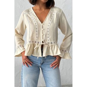 Chemise en lin pour femme 1995 avec détails rayés, collection F - Product Image 2