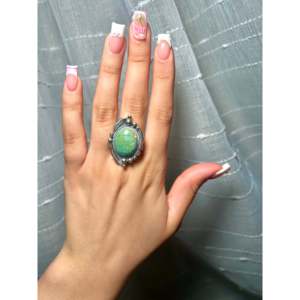 Daniel Benally Fine Jewelry Kingman Turquoise & Sterling <b>Silver</b> <b>Statement</b> <b>Ring</b> Bezel Setting Size 9.25 Everyday Wear - Product Image 5