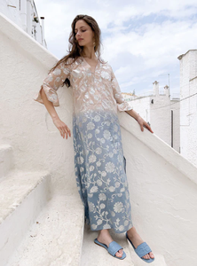 Nouvelles femmes en gros pas cher prix longueur cheville doré imprimé manches trois-quarts robe imprimée décontractée - Product Image 4