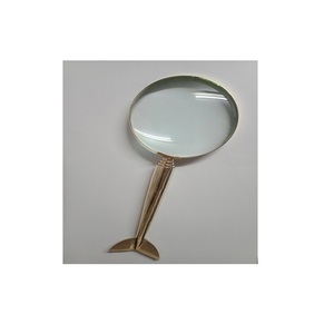 Loupe antique avec poignée en forme de feuille Diamètre de la loupe Anneau en laiton Loupe artisanale indienne Loupe - Product Image 3