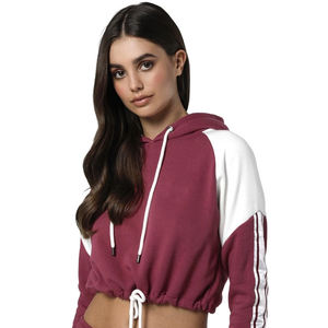 OEM Custom New Arrival Thick Terry Embossed Crop Top <b>Hoodie</b> Women Custom Polar Fleece Full Pull Over Embossed <b>Sweatshirt</b> - Product Image 1