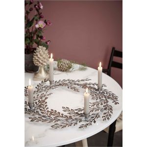 Handcrafted <b>Gold</b> Mistletoe Metal Wreath Candle Holder Nordic Iron Leaf 4-Light Taper Candelabra Christmas Table <b>Decor</b> & Wedding - Product Image 2