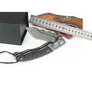 Vente en gros personnalisée Manche en bois VG10 Damas Acier Pliant Survie Camping Cleaver Couteau tactique à lame Tanto tranchante comme un rasoir - Product Image 2