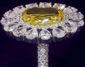 Fine Jewelry Oval Cut Yellow Lab Grown Diamond <b>Cocktail</b> <b>Ring</b> Women Engagement Gift <b>Gold</b> Plated Luxury Flower Design - Product Image 4