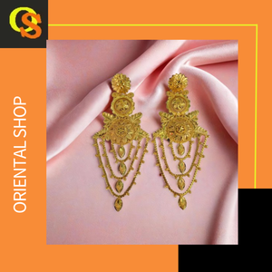 Conjunto de pendientes de proveedores al por mayor con pendientes de estilo Jhumka chapados en oro de 22 quilates, joyería para mujeres, ropa de exportadores indios - Product Image 3