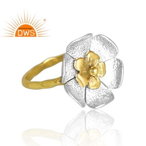 Último diseño hecho a mano de plata fina diseño floral anillo apilable Demi fabricante de joyería fina - Product Image 4