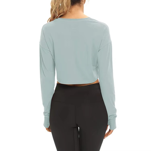 Femmes décontracté hiver haut court respirant tricoté Anti-rétrécissement Anti-boulochage broderie imprimé solide teint avant Streetwear court - Product Image 2