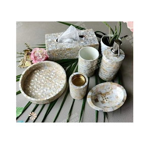 Offre spéciale, ensemble d'accessoires de salle de bain uniques en nacre, couleur naturelle, ensemble de salle de bain de luxe fabriqué en Inde - Product Image 5