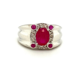 Luxe antique. Bague en argent sterling 925 tenue de fête pour femme rubis naturel diamant pierres précieuses plaqué rhodium bijoux de mariage cadeau - Product Image 1