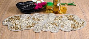 Christmas Decorative and Leaves Design Beaded <b>Runner</b> Placemat <b>Dining</b> <b>Table</b> Fancy Mat Handmade Decorative <b>Runners</b> for Wedding - Product Image 6