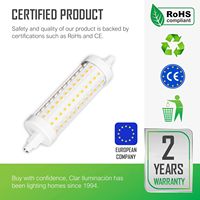 Bombilla LED CLAR-R7S de 118 mm, Regulable, 15 W (Equivalente a 200 W Halógeno), Lámpara Lineal de Alta Potencia para Proyectores y Focos Residenciales