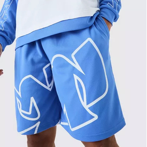 Chándal de verano informal para hombre con estampado de logotipo personalizado, pantalones cortos transpirables con manga hacia abajo y hombros, conjunto de dos piezas con camisas OEM - Product Image 3