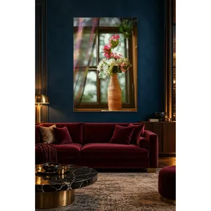 Fleurs Fida dans un vase en terre cuite près de la fenêtre, impression sur toile - Product Image 2
