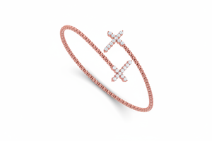 Bracelet jonc en or 14 carats et diamants |   Diamant taille brillant de 0,66 carat - Product Image 3