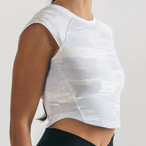 Rendimiento Fit 95% algodón 5% Spandex Cap mangas raglán en forma de equipo mujer Ártico Lona de camuflaje Scoop bajo cultivo T-S - Product Image 6