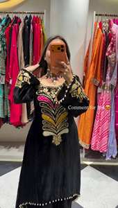 ชุดคุर्ติปาลาซโซปักลายยอดนิยมสำหรับผู้หญิง ใส่ในงานแต่งงานและงานปาร์ตี้ ชุดคุर्ติปาลาซโซสำหรับสาวๆชาวปากีสถาน สำหรับขายส่งเพื่อการส่งออก - Product Image 3