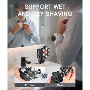 Kit de toilettage 5 en 1, rasoir électrique rotatif, rasoir pour la tête imperméable pour hommes chauves, utilisation humide/sèche avec écran LED, charge USB, lavable - Product Image 4